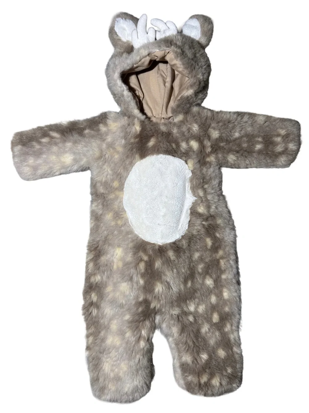Pottery Barn Kids Woodland Fawn Costume 0-6 Months Gray/White Hooded Deer